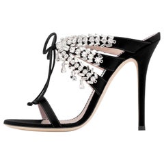 Giuseppe Zanotti NEW Black Crystal Slide in Mules Sandals Heels in Box