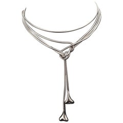 Tiffany Sterling Silver 50" Lariat Wrap Necklace-Elsa Peretti Bone Series