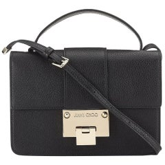 New JIMMY CHOO 'Rebel' Black Grainy Calf Leather Cross Body Bag