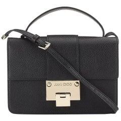 New JIMMY CHOO 'Rebel' Black Grainy Calf Leather Cross Body Bag 