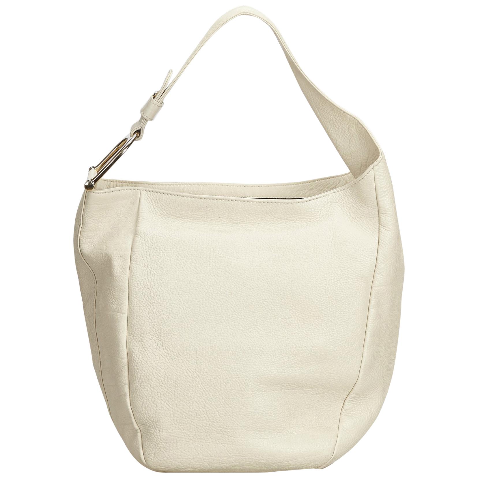 Gucci White Leather Greenwich Hobo For Sale