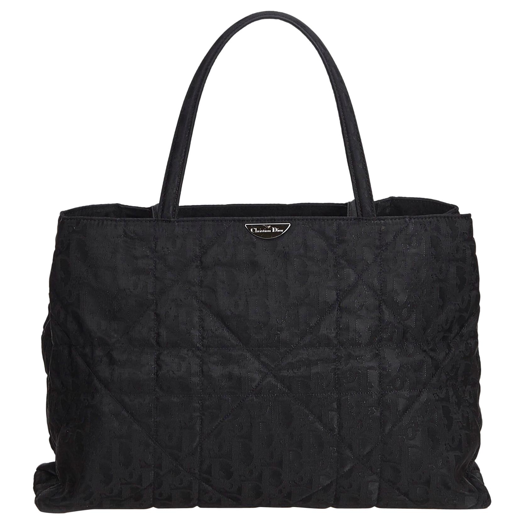 Dior Black Quilted Nylon Tote Bag For Sale