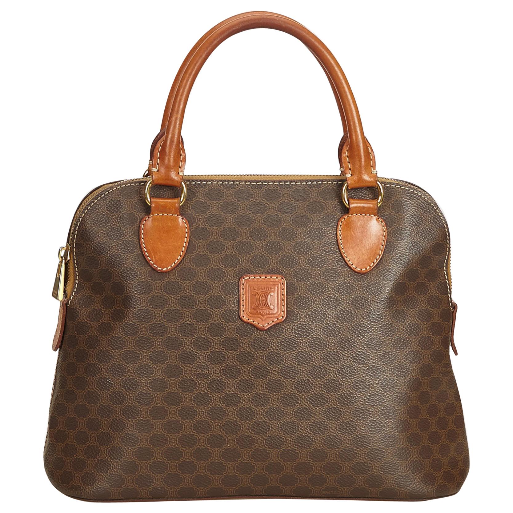 Celine Brown Macadam Handbag For Sale