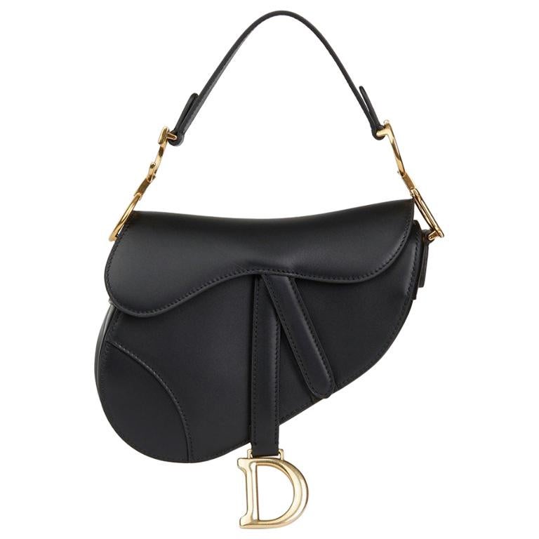 Christian Dior Black Smooth Leather Mini Saddle Bag For ...