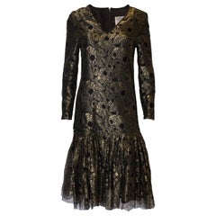 Retro Caroline Charles Gold Lace Dress