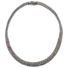 Antique Art Deco DRGM Silver Tone and Channel Set Rhinestone Necklace, 1930s German