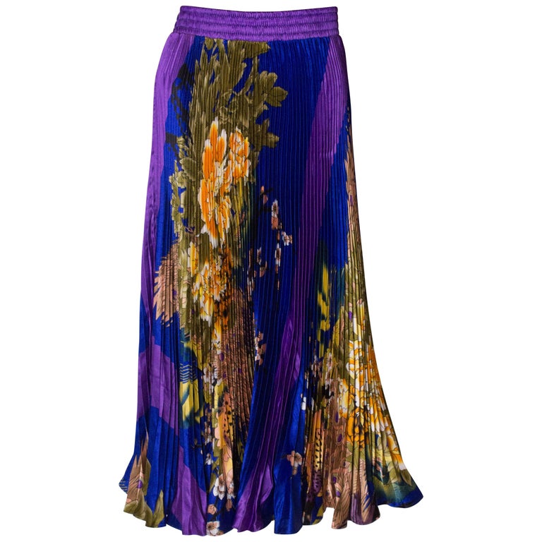 Vintage Multi Colour Pleated Skirt at 1stDibs