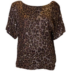 Vintage Frank Usher Sequin Animal Print Top