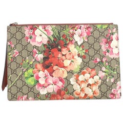 Gucci Zipped Pouch Blooms Print GG Coated Canvas Large