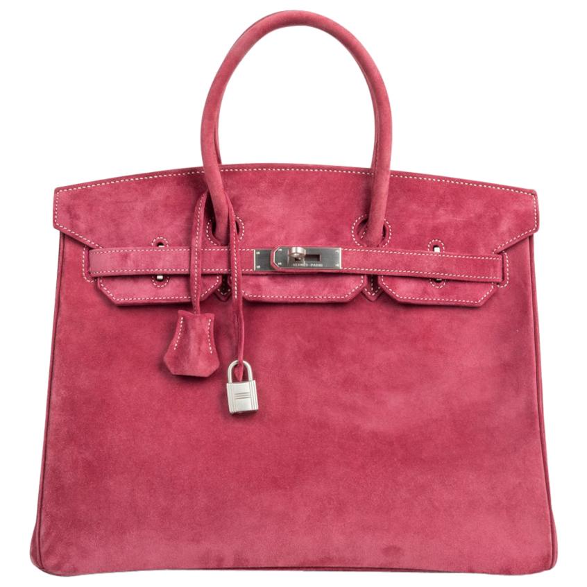 Hermes Birkin 35 Bag Fuchsia Pink Doblis Palladium Rare