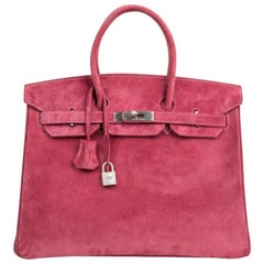 Hermes Birkin 35 Bag Fuchsia Pink Doblis Palladium Rare