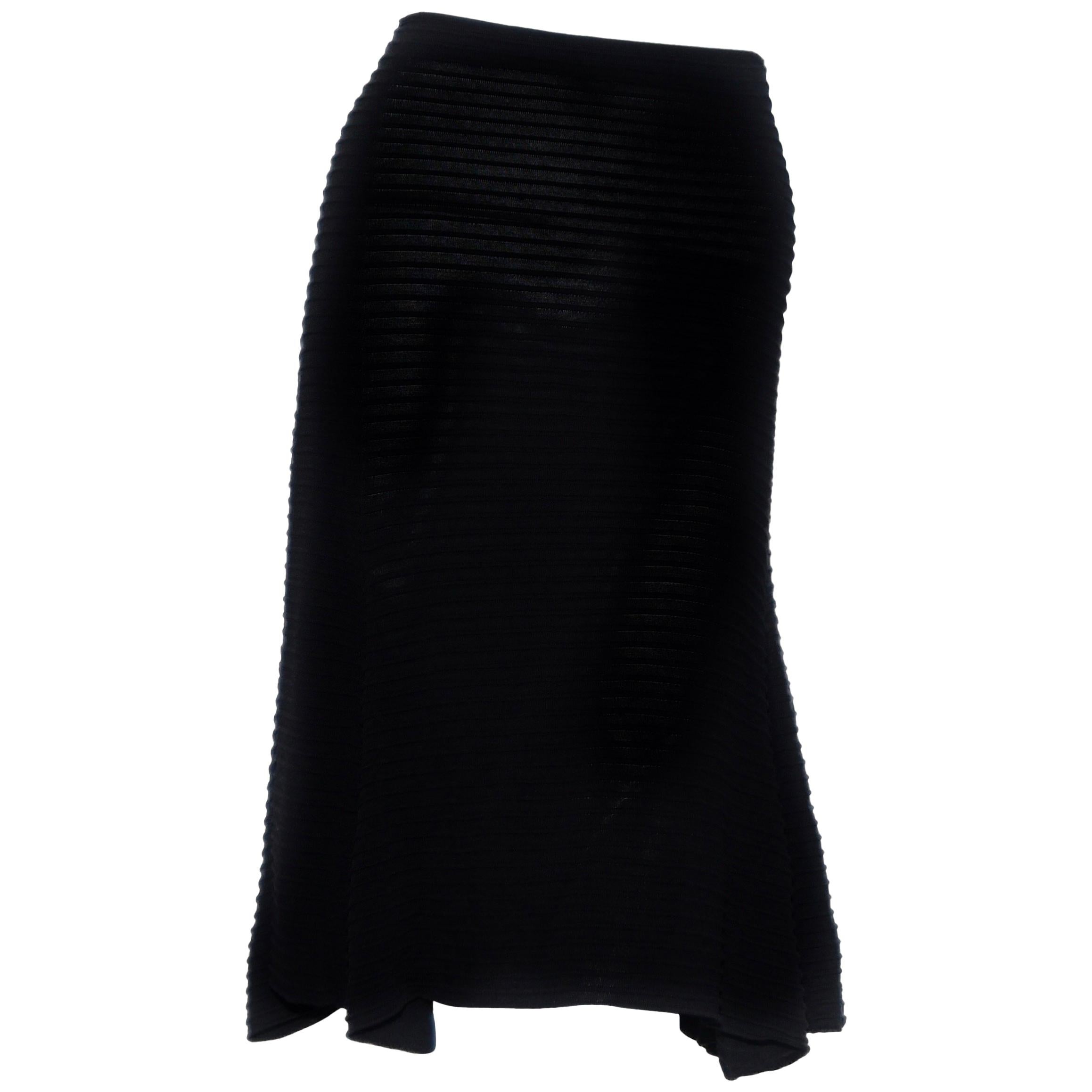 Valentino Black Cotton Blend Knit Skirt