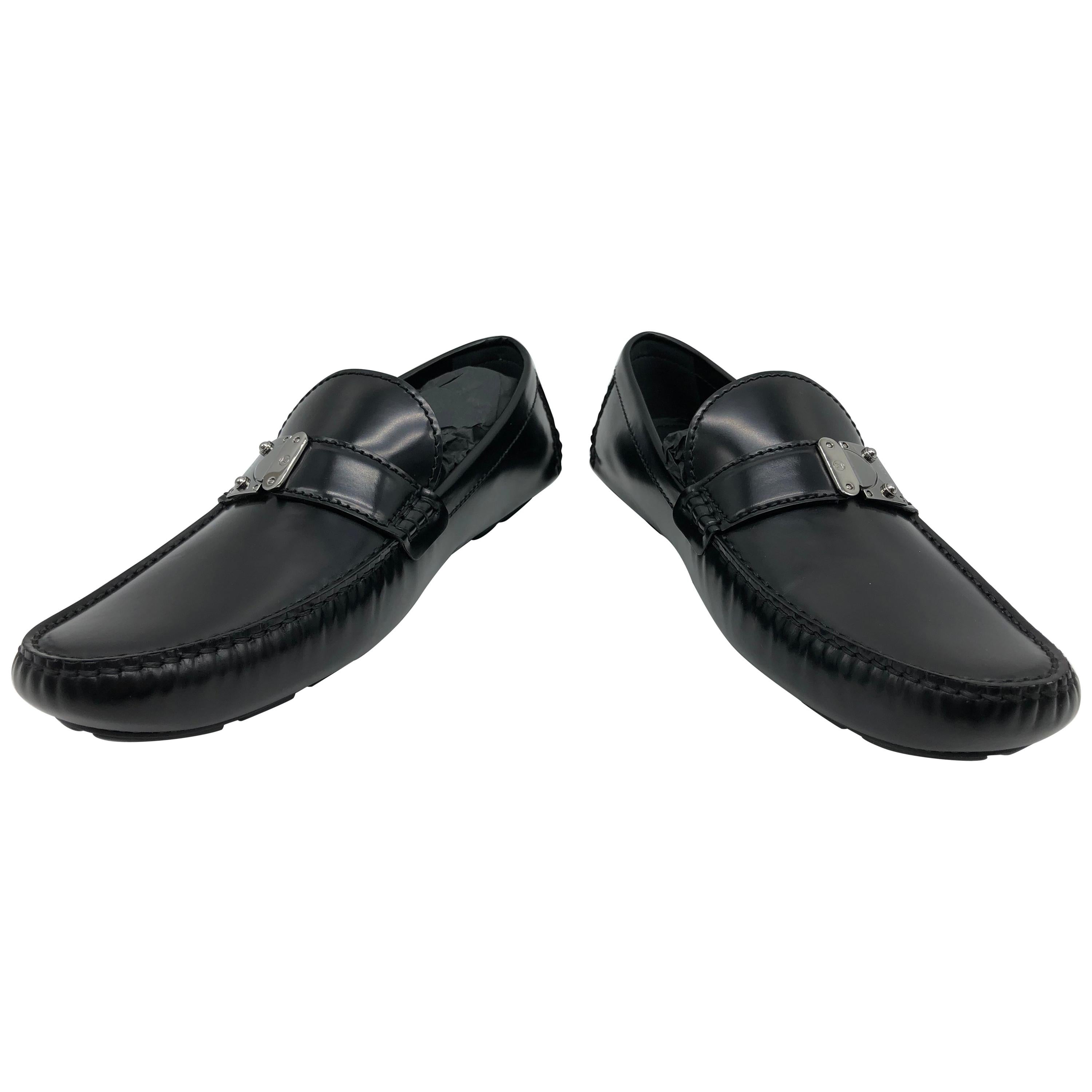 Louis Vuitton men Loafers in black leather // Model: RaceTrack car shoe // New!