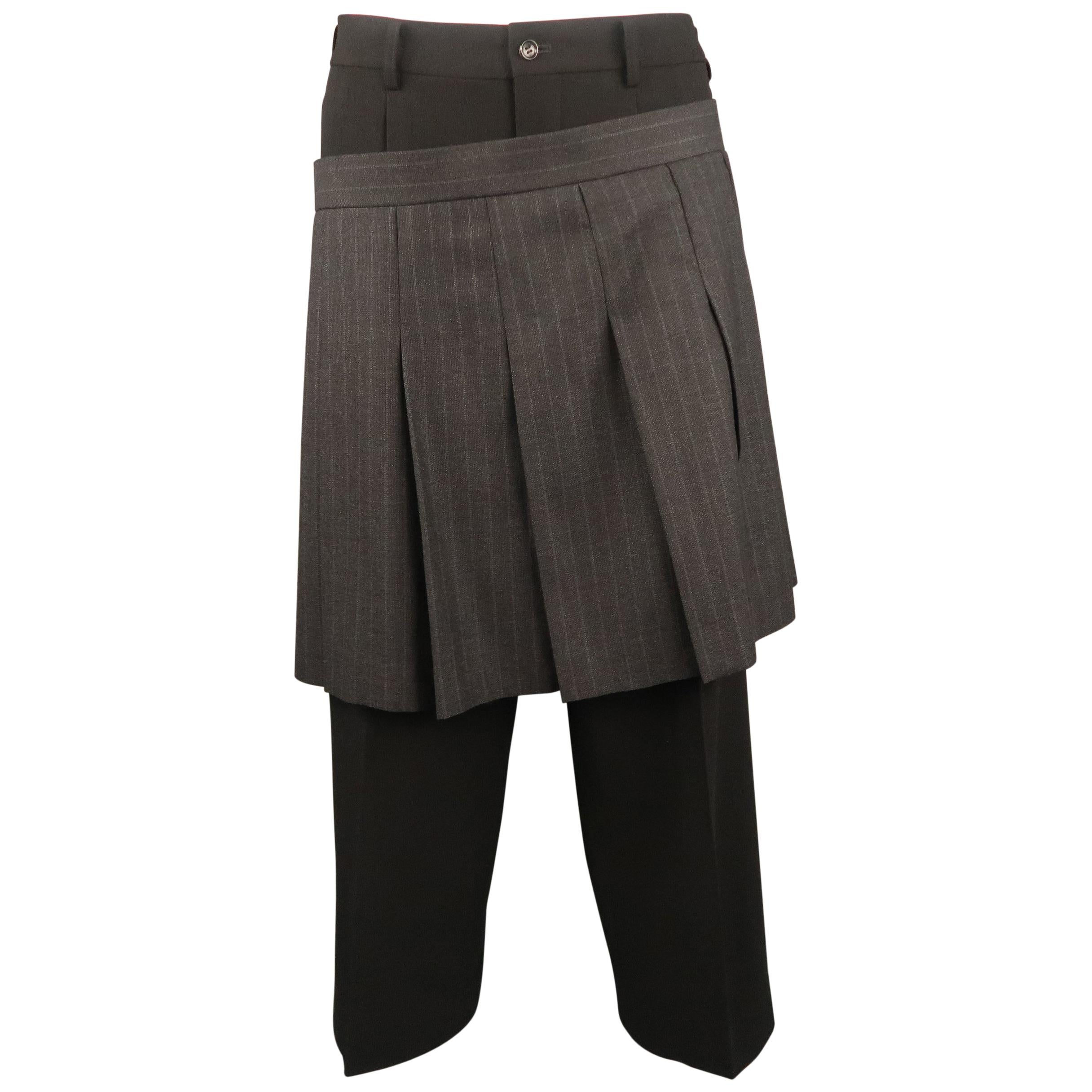 COMME des GARCONS Size M Black & Grey Fall 2004 Pleated Skirt Pants