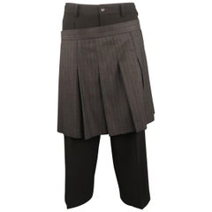 Vintage COMME des GARCONS Size M Black & Grey Fall 2004 Pleated Skirt Pants