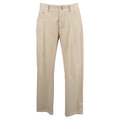 Vintage BRUNELLO CUCINELLI Size 30 Beige Cotton / Cashmere Corduroy Denim Cut Pants