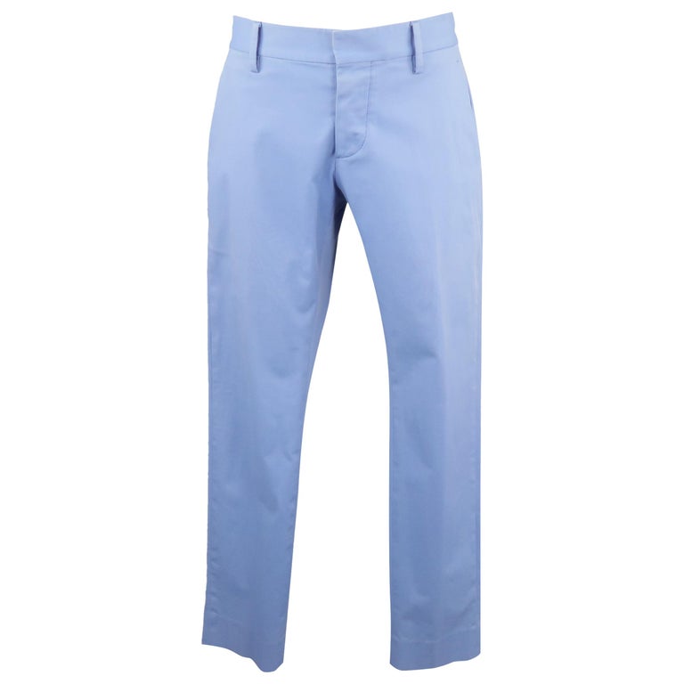 Men's DSQUARED2 Size 32 Light Blue Solid Canvas Skinny Pants at 1stDibs