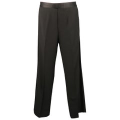 GUCCI by TOM FORD Size 32 Black Wool / Mohair Tuxedo Stripe Dress Pants