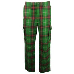 Retro RALPH LAUREN Size 35 Green& Red Plaid Wool Cargo Pocket Pants