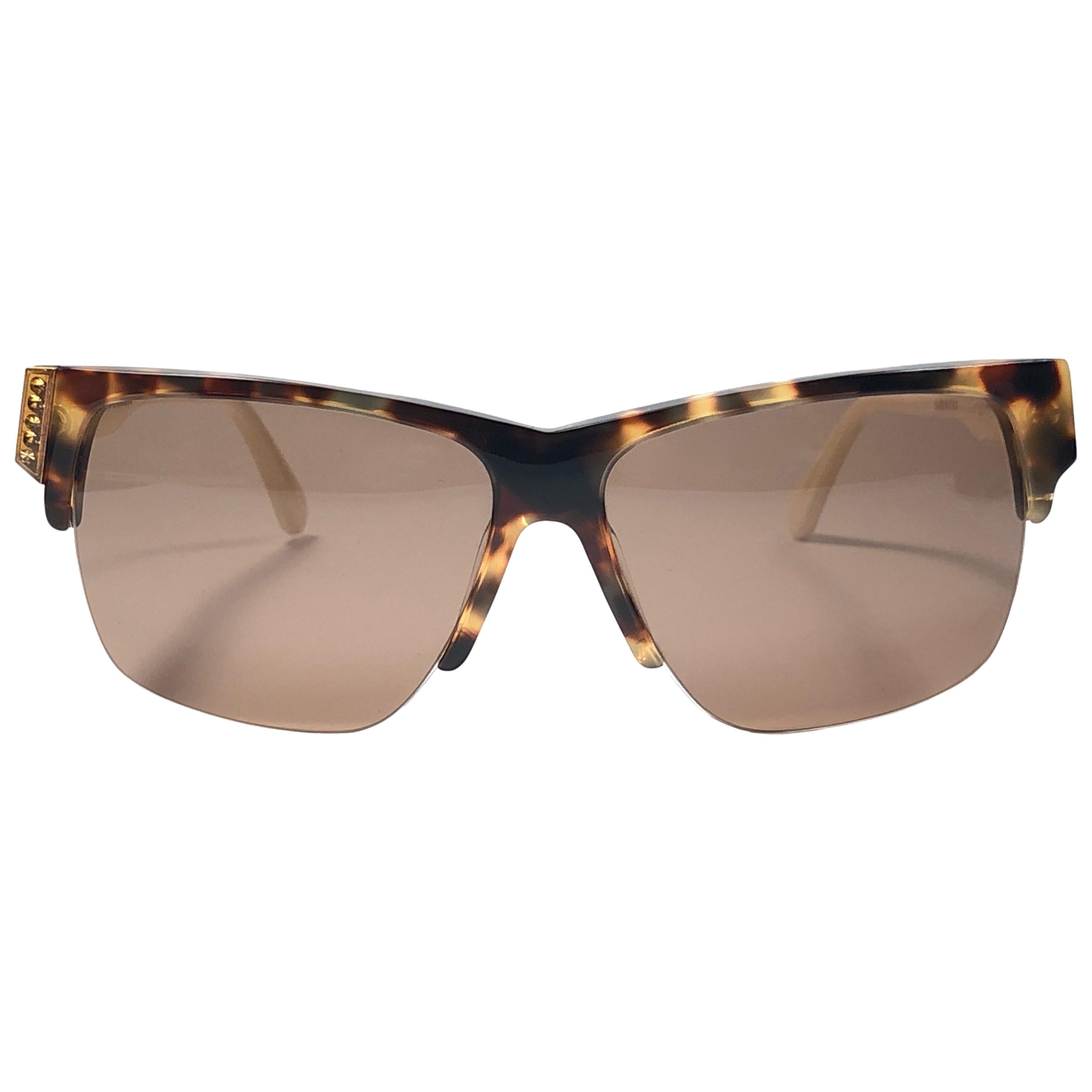 New Catherine Deneuve Tortoise Half Frame Sunglasses Made in France 1970 For Sale