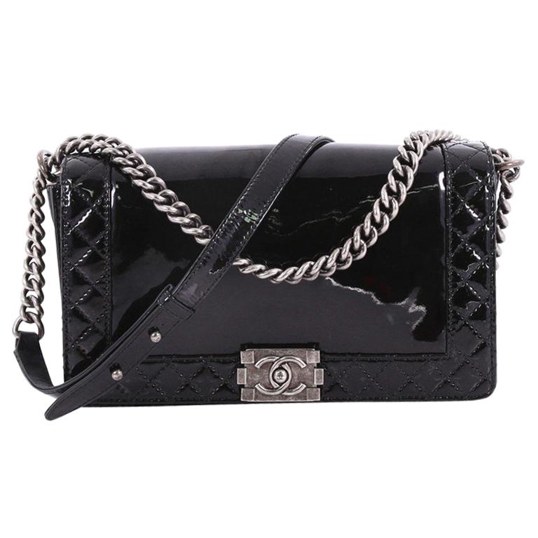 Chanel Reverso Boy Flap Bag Patent New Medium at 1stDibs