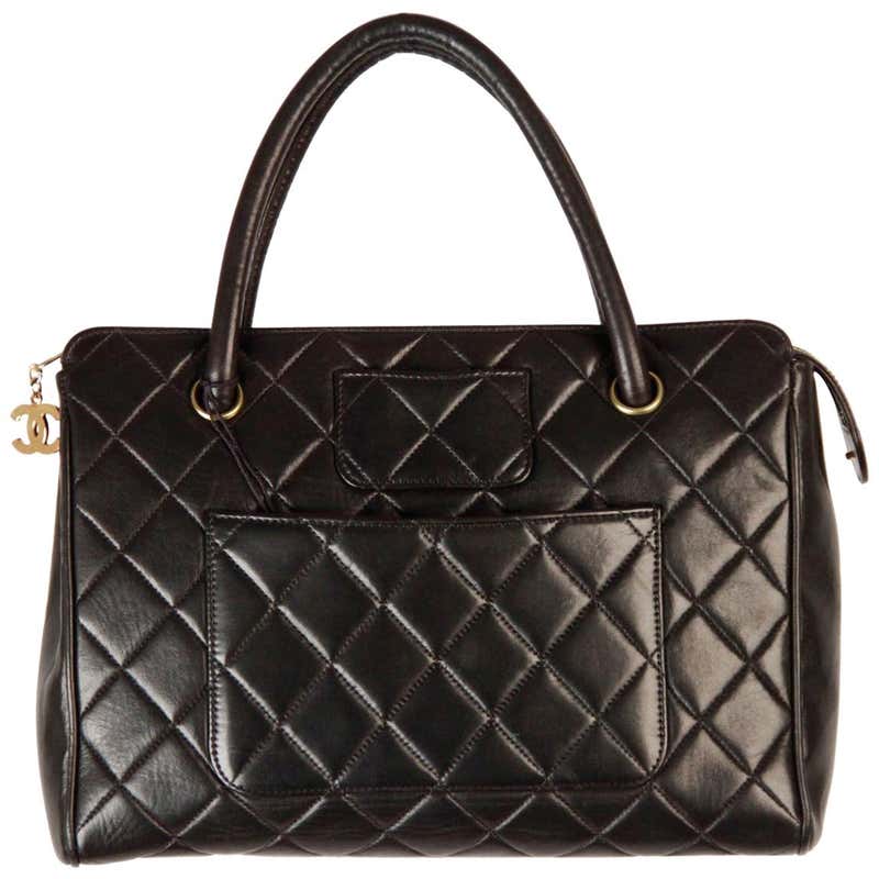 Chanel Vintage Black Quilted Handbag Satchel with Exterior Chanel Vintage Black Quilted Handbag Satchel with Exterior