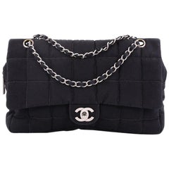 Chanel Chocolate Bar Camera Flap Bag Quilted Nylon Medium