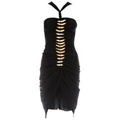 Tom Ford for Gucci black silk spandex mini dress with gold metal plates, c. 2004