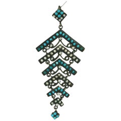 Pendentif persan ancien en turquoise et perles