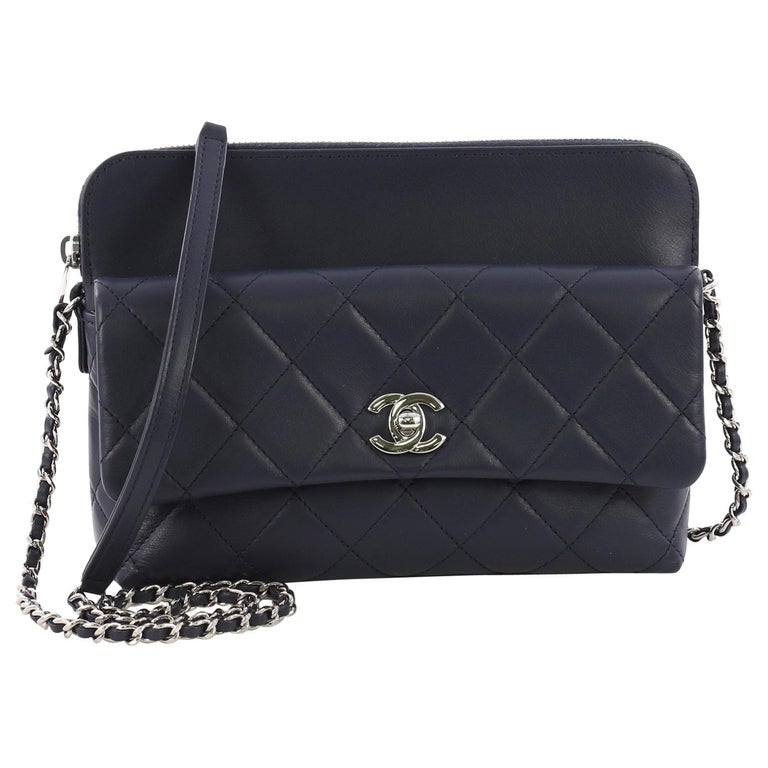 Chanel Zip Top Pocket Crossbody Bag Quilted Calfskin Small at 1stdibs