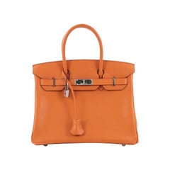 Hermes Birkin Handbag Orange H Epsom with Palladium Hardware 30