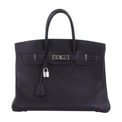 Hermes Birkin Handbag Indigo Togo with Palladium Hardware 35