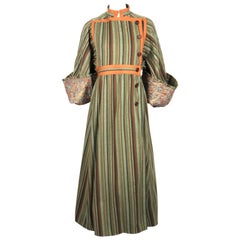 1970's EMANUEL UNGARO striped wool peasant coat with paisley lining