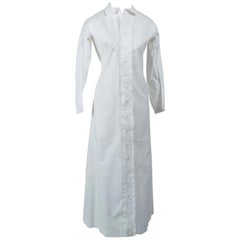 Original Civil War White Western Prairie Homesteader Shirtwaist Dress -XS, 1860s