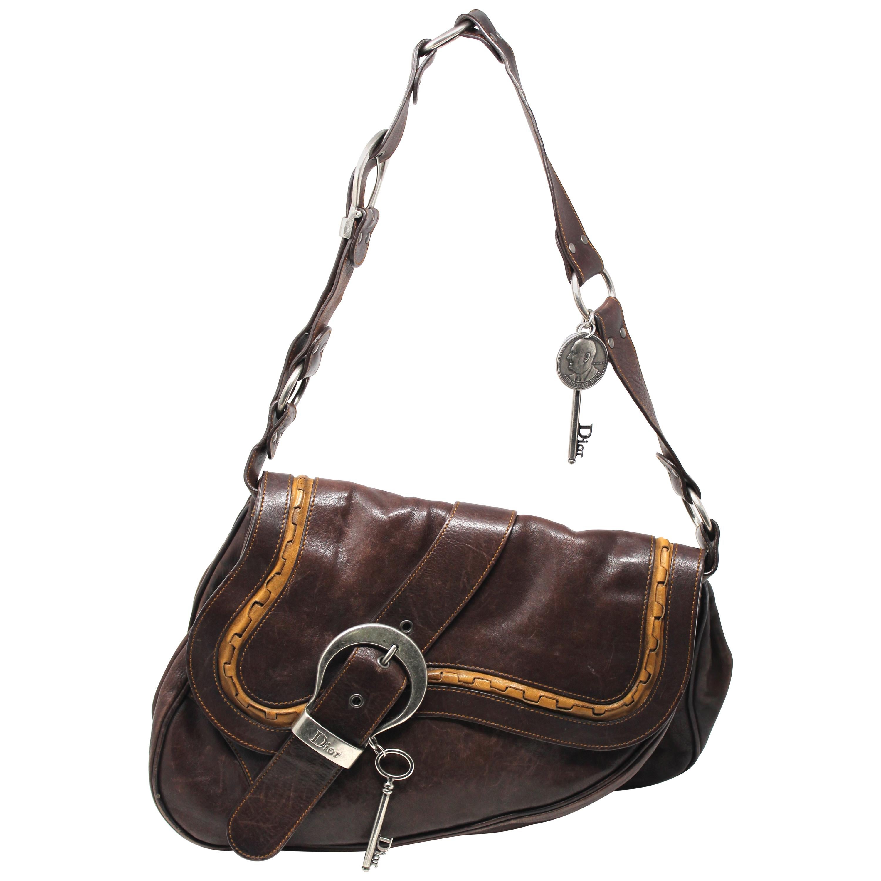 Christian Dior Gaucho Brown Leather Saddle Crossbody Bag, SS 2006