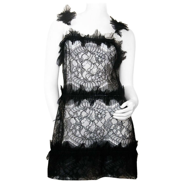 Rochas Black Lace Mini Dress For Sale at 1stDibs