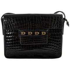 Delvaux Black Croco D Cross Body Bag