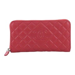 Chanel Diamond CC Zip Wallet Quilted Caviar Long