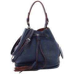 Used Prada Convertible Drawstring Bucket Bag Leather Large