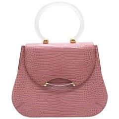 Charlotte Olympia Lilac Croc-embossed Leather Newman Bag