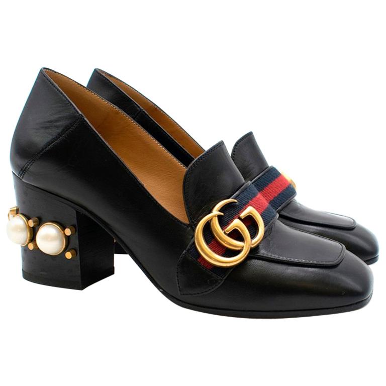 gucci loafers with pearls on heels