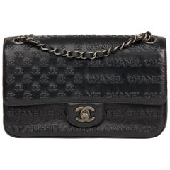 2014 Chanel Black Embossed Calfskin Leather Paris-Dallas Classic Single Flap Bag