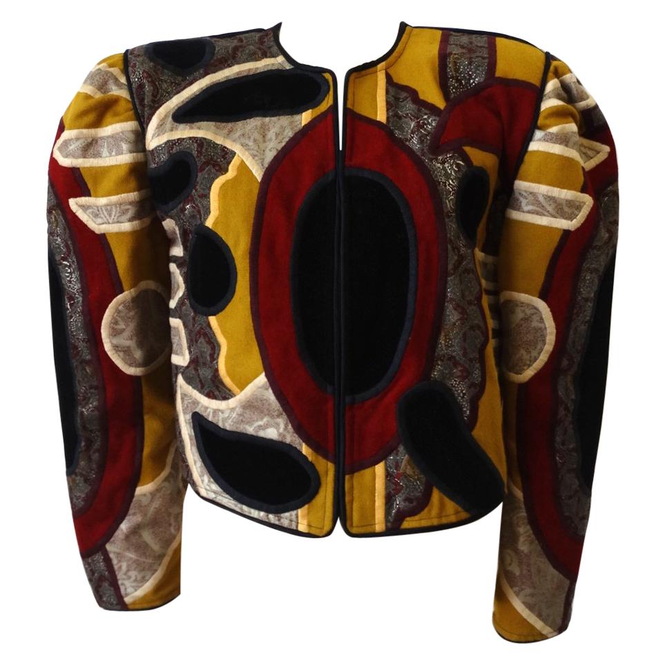  Judith Roberts 1980s Abstract Patchwork Jacket 