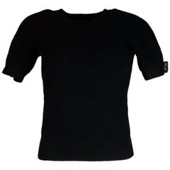Louis Vuitton Black Wool Shortsleeve Knit Sweater Sz S
