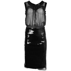 D&G Black Sheer/Sequin Sleeveless Dress Sz 40