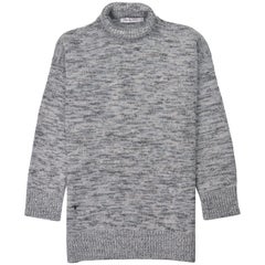 Dior Women's Blue Grey Wool Turtleneck Knit Tunic Sweater