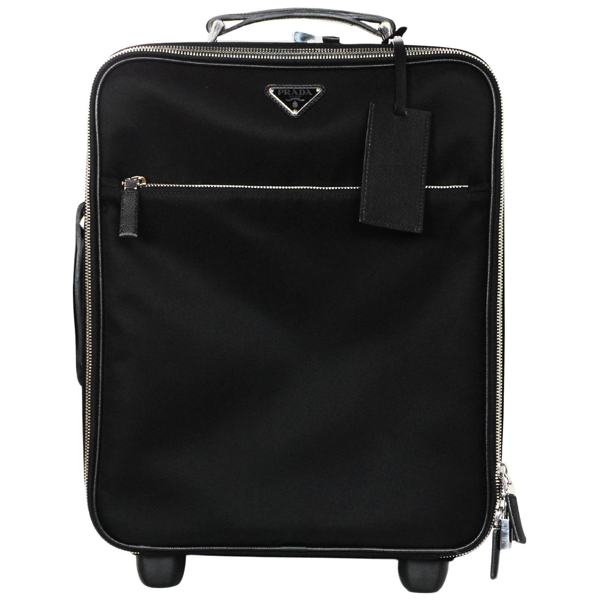 Prada Black Nylon/Saffiano Leather 40cm Carry-On Bag Rolling Luggage Suitcase