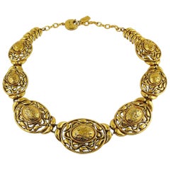 Yves Saint Laurent YSL Collier vintage tourbillonnant ovale texturé à pépites
