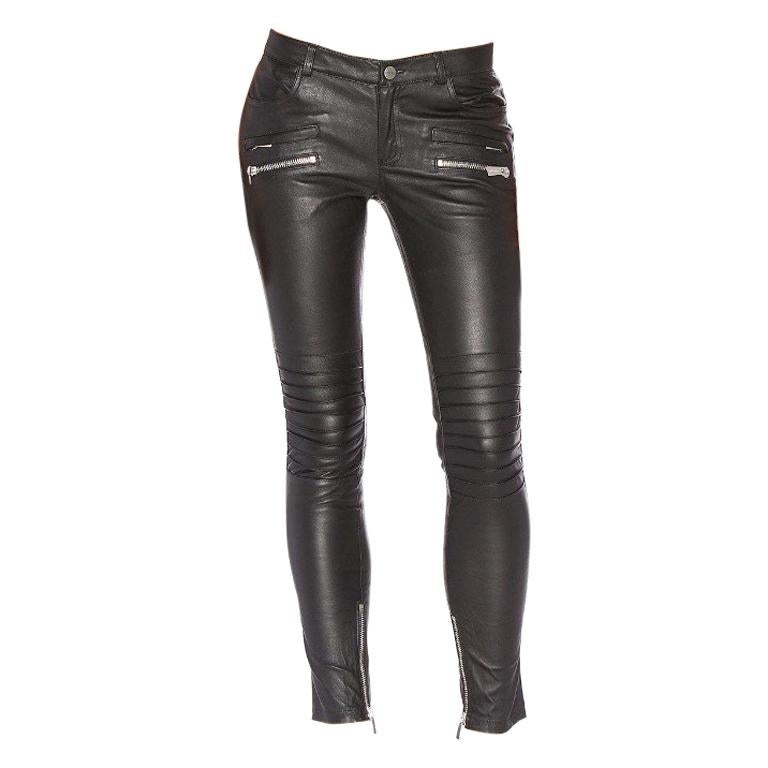Anine Bing Black Colt Leather Biker Trousers - US4/6 For Sale at 1stDibs