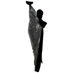 VALENTINO "New" Couture Sequins Silk Velvet Black Gown Dress - Unworn